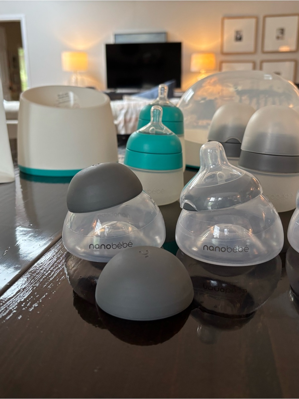 nanobébé Grey Baby Bottle Set - Silicone Caps Included